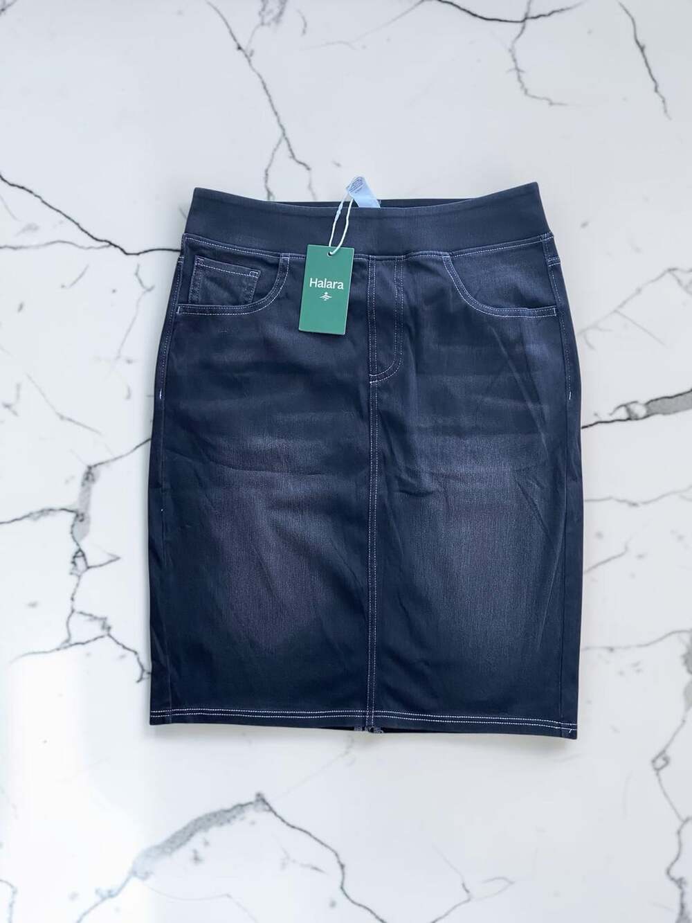 Halara Flex High Waisted Pockets Washed Denim Casual Skirt